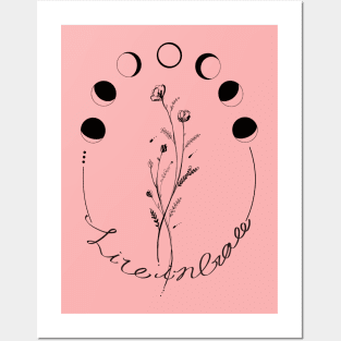 Moon phases with hand lettering " live in grace" Posters and Art